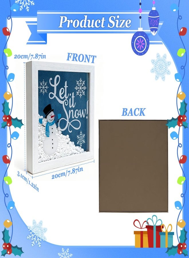 Feivando Christmas Wooden Tabletop Sign Blue Snowman with Snowflake Block Sign Xmas Table Centerpiece for Winter Holiday Party Home Shelf Fireplace Mantle Decoration - Image 2